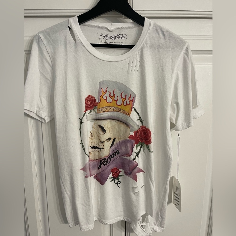 Lauren Moshi White Poison Skull T-shirt Size S
